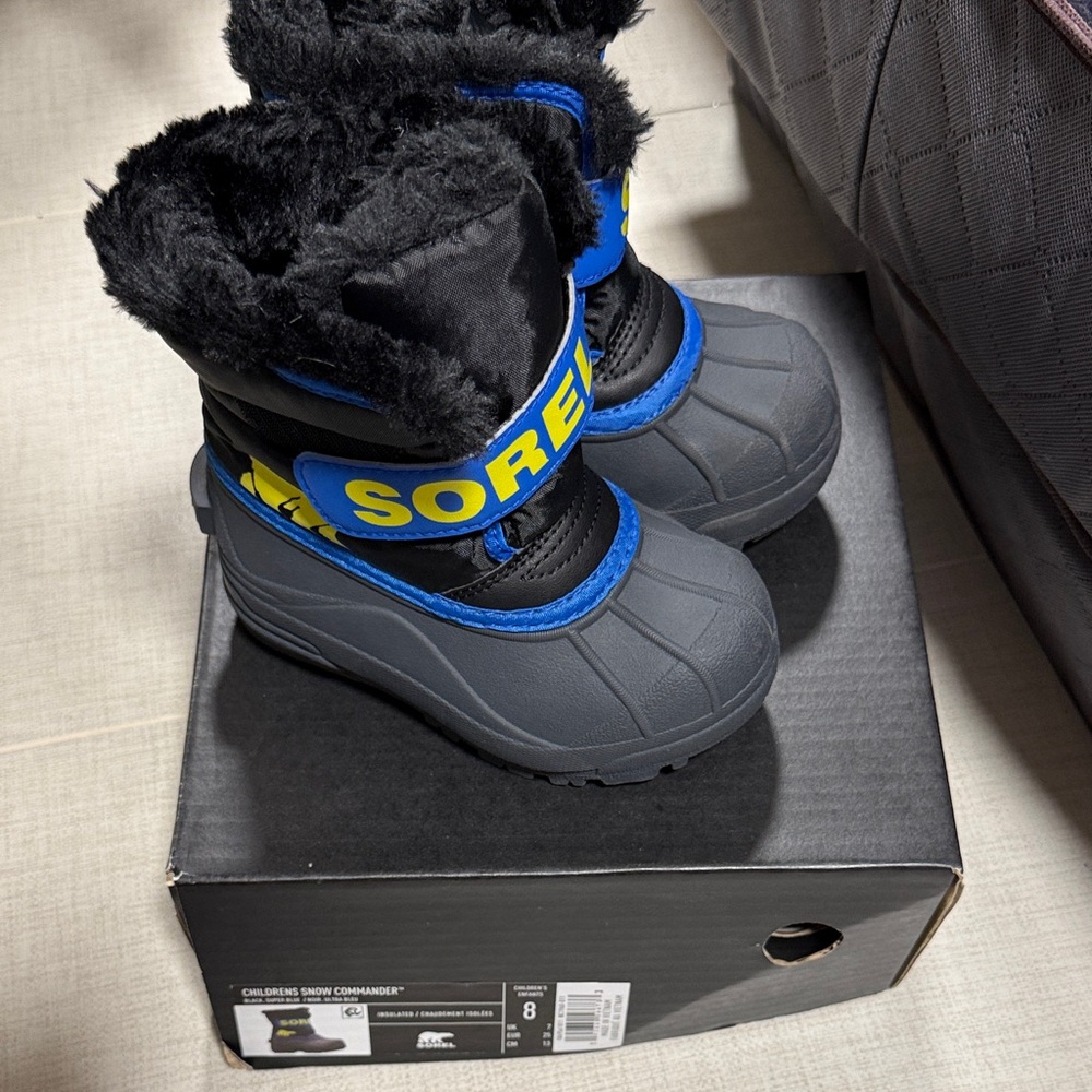 Sorel Kids' Black and Blue Winter Boots